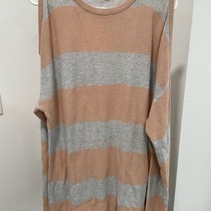 Striped Tan and Gray Men's Sweater
